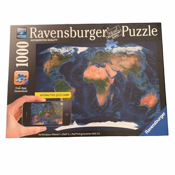 NEW Ravensburger Augmented Reality 1000 Piece Puzzle World Map Brand Sealed Bag - Picture 1 of 8